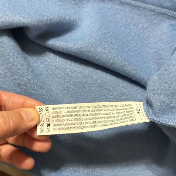 F21 S Light Blue White Collared PARIS Graphic Cropped Fleece Pullover - Picture 13 of 15